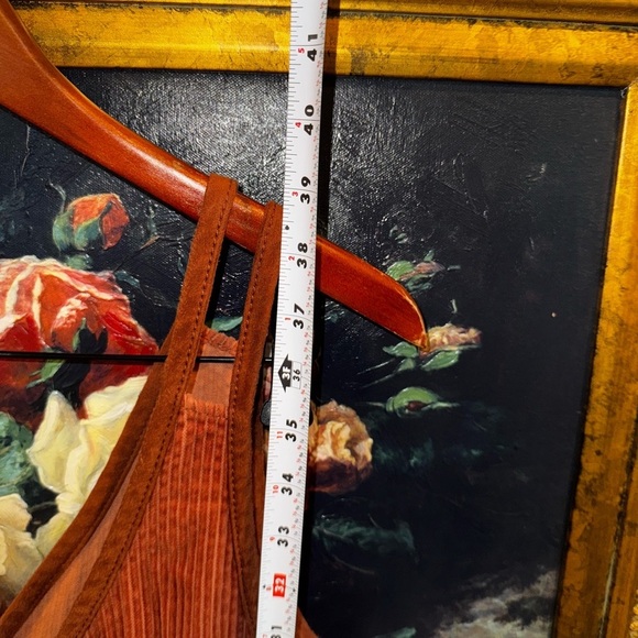 OAT New York Brown Orange Corduroy Button Down Mini Dress Suede Trim XL - Picture 5 of 8